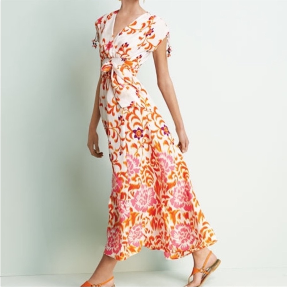 Indikka Bright Floral Boho Maxi Dress, M